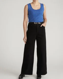 Daisy Ribbed Tank Bright Blue/White Microstripe