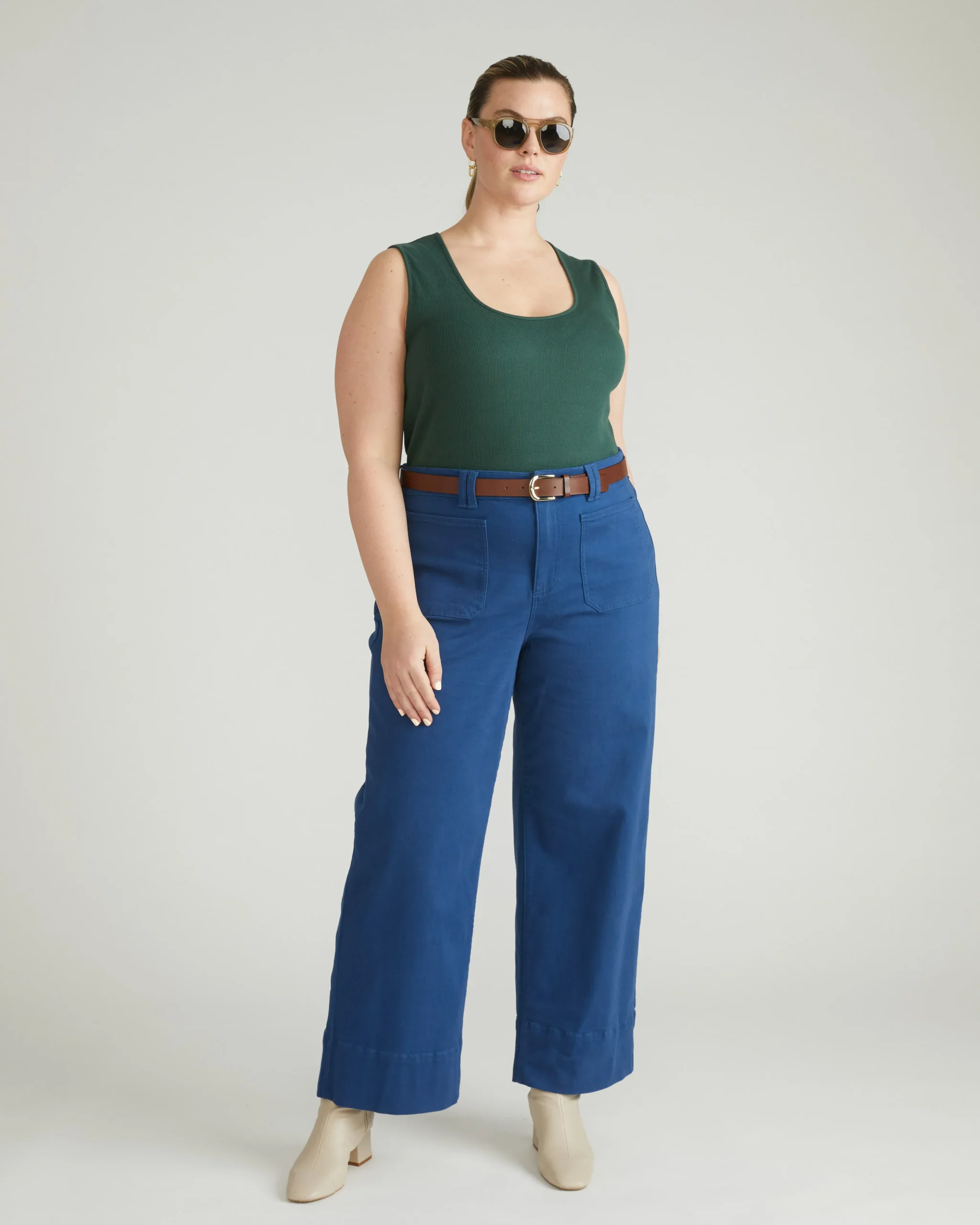 Daisy Ribbed Tank Conifer