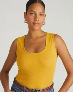 Daisy Ribbed Tank Goldenrod