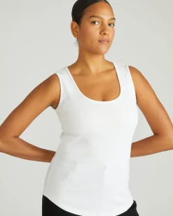 Daisy Ribbed Tank White