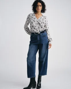 Dakota Cropped Barrel Leg Jeans Naval Blue Wash