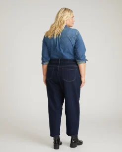 Dakota Cropped Barrel Leg Jeans Dark Indigo