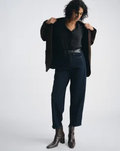 Dakota Cropped Barrel Leg Jeans Dark Indigo