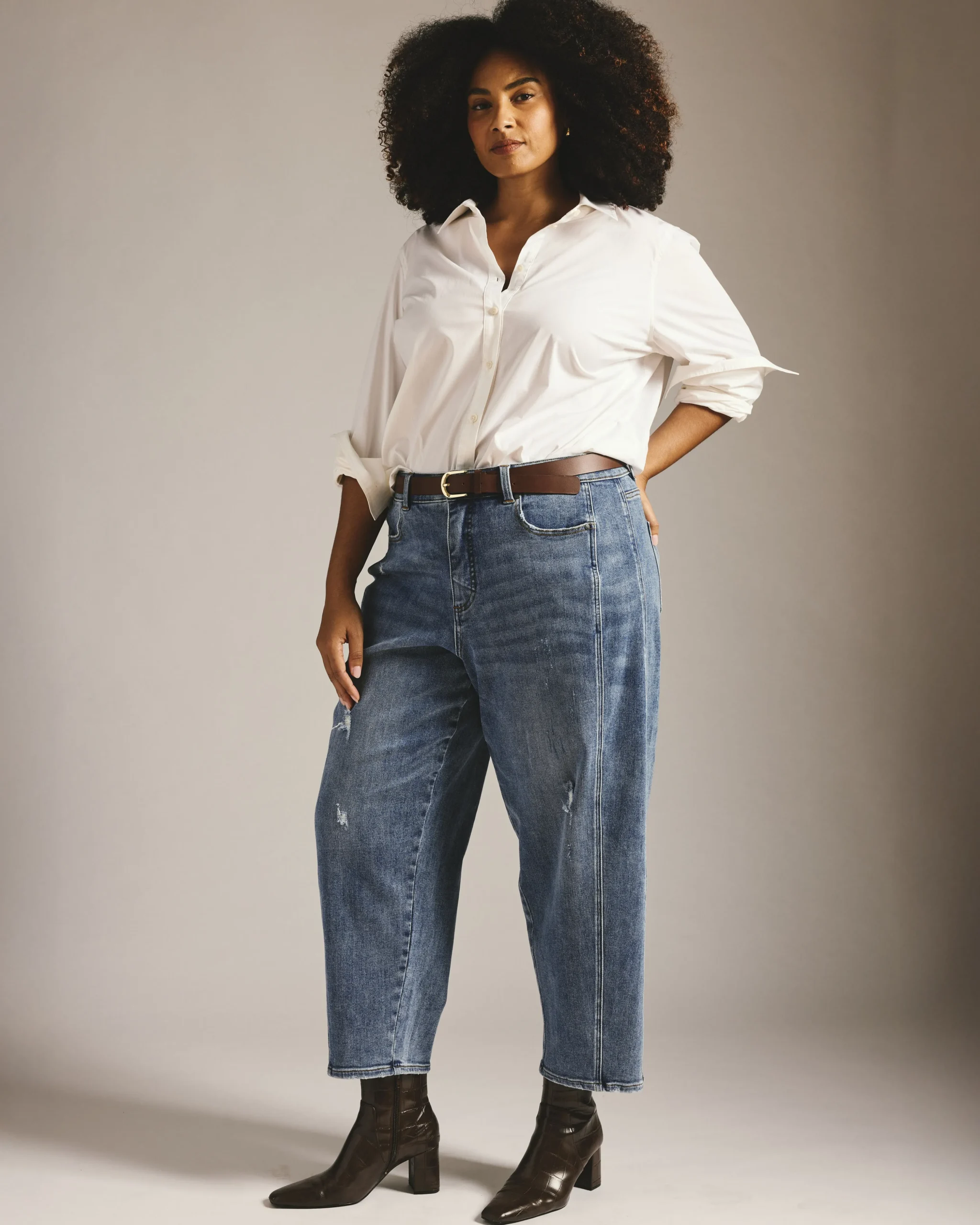 Dakota Twisted Leg Jeans Distressed Washed Indigo