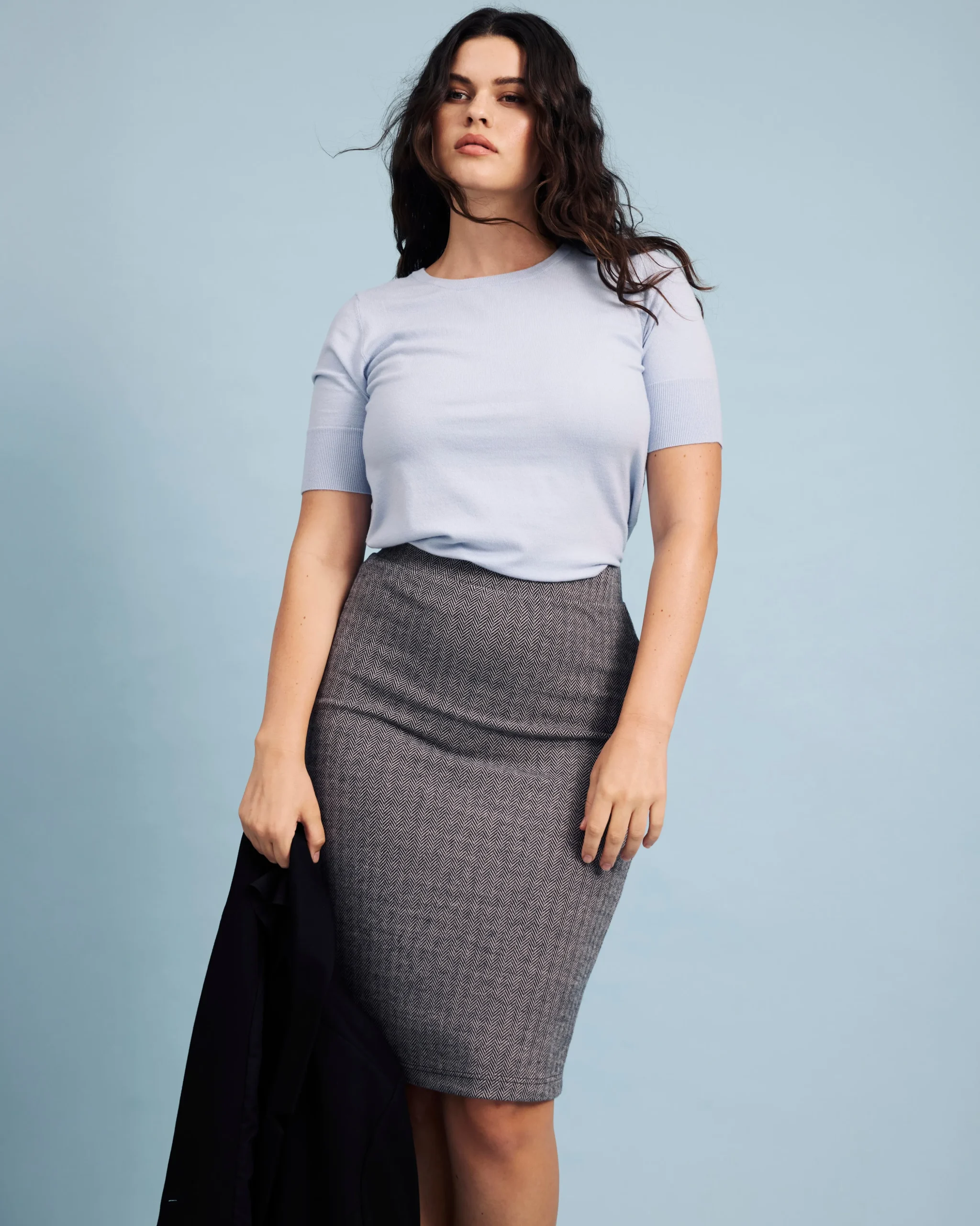 Danube Ponte Skirt Herringbone Tweed
