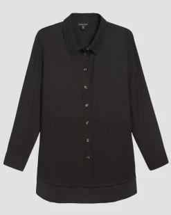 Dawn Linen Blend Hi Low Tunic Black