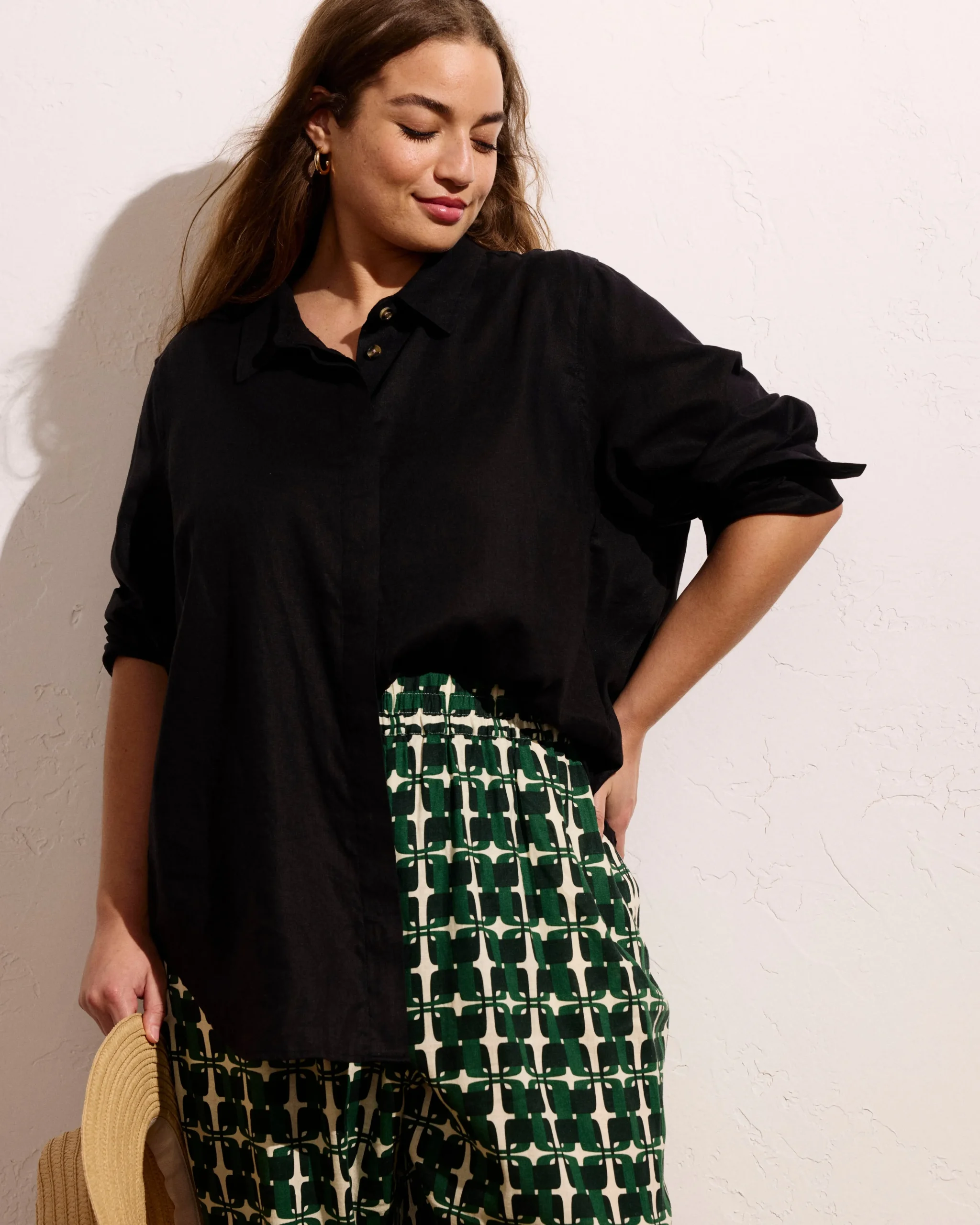 Dawn Linen Blend Hi Low Tunic Black