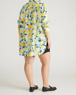 Dawn Linen Blend Hi Low Tunic Limoncello Print