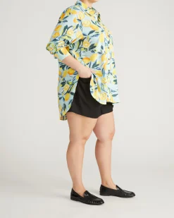 Dawn Linen Blend Hi Low Tunic Limoncello Print