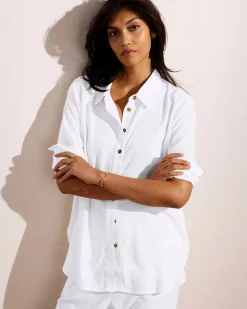Dawn Linen Blend Hi Low Tunic White