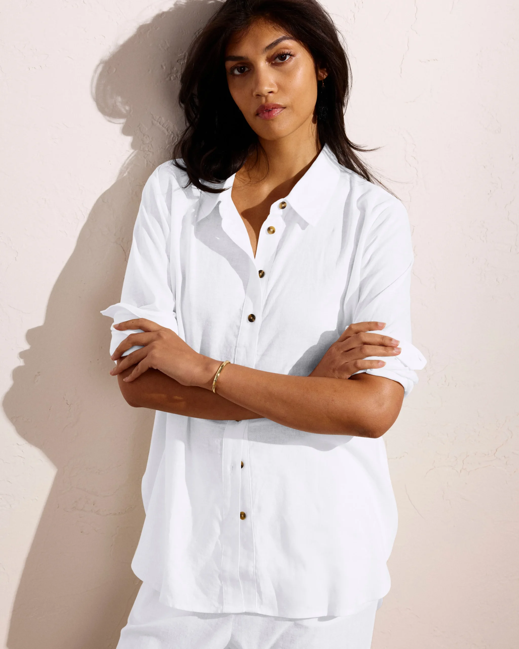 Dawn Linen Blend Hi Low Tunic White
