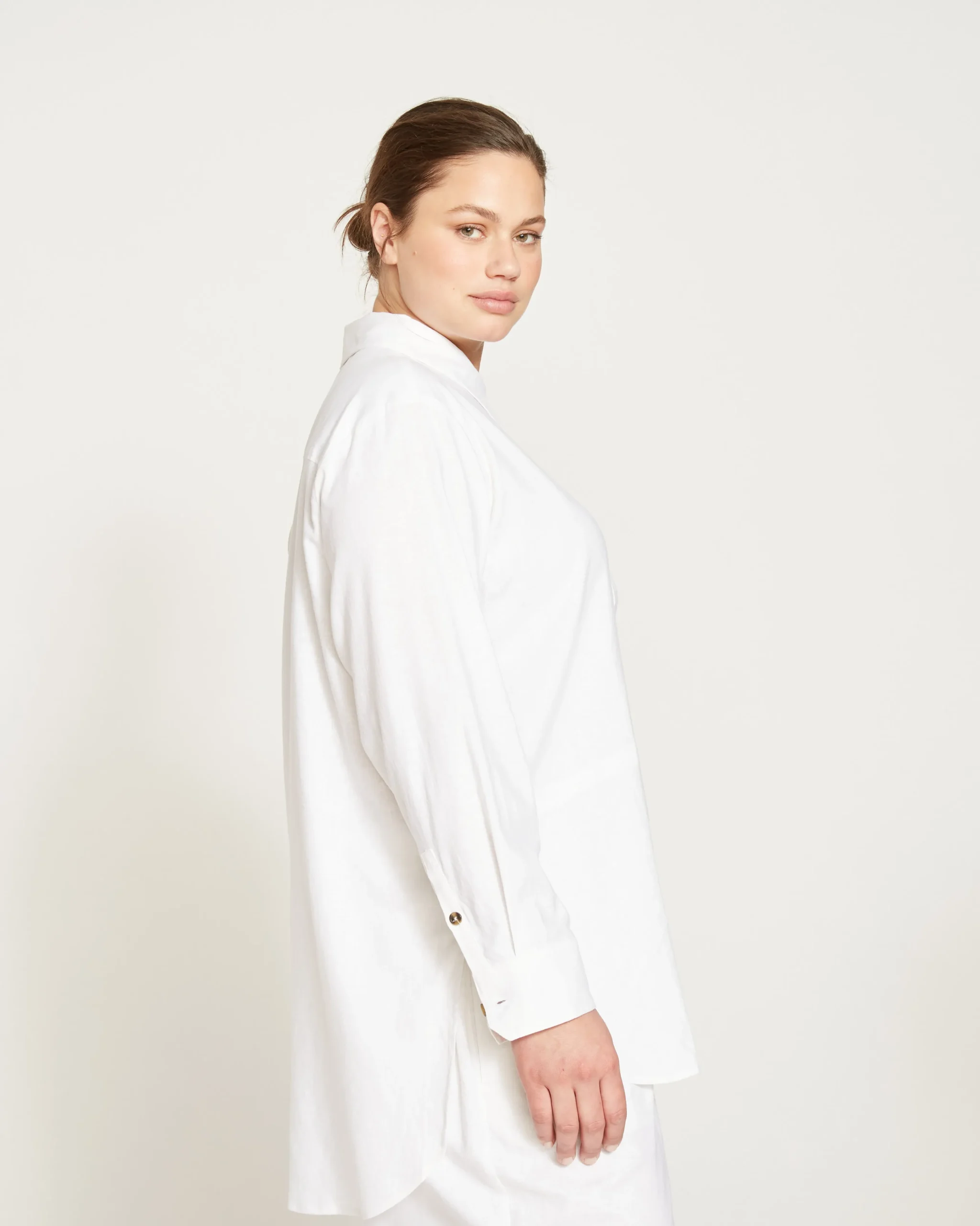 Dawn Linen Blend Hi Low Tunic White