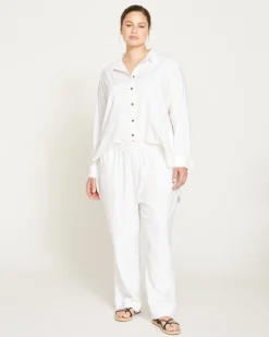 Dawn Linen Blend Hi Low Tunic White