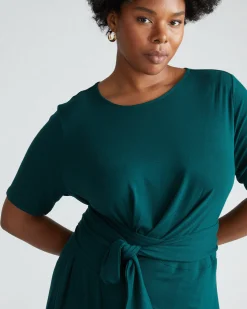 Delilah Liquid Jersey Dress Forest Green