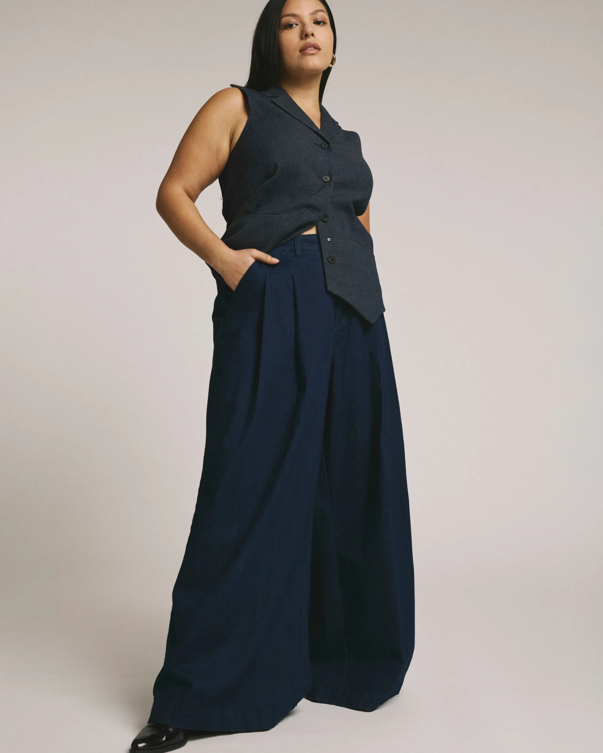 Denim Wide Leg Pant Dark Indigo