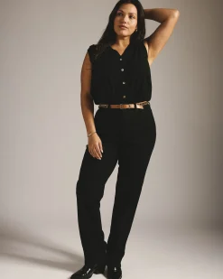 Donna High Rise Curve Straight Leg Jeans 32 Inch Jet Black