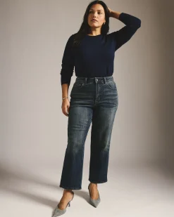 Donna High Rise Curve Straight Leg Jeans 27 Inch Field of Dreams Indigo