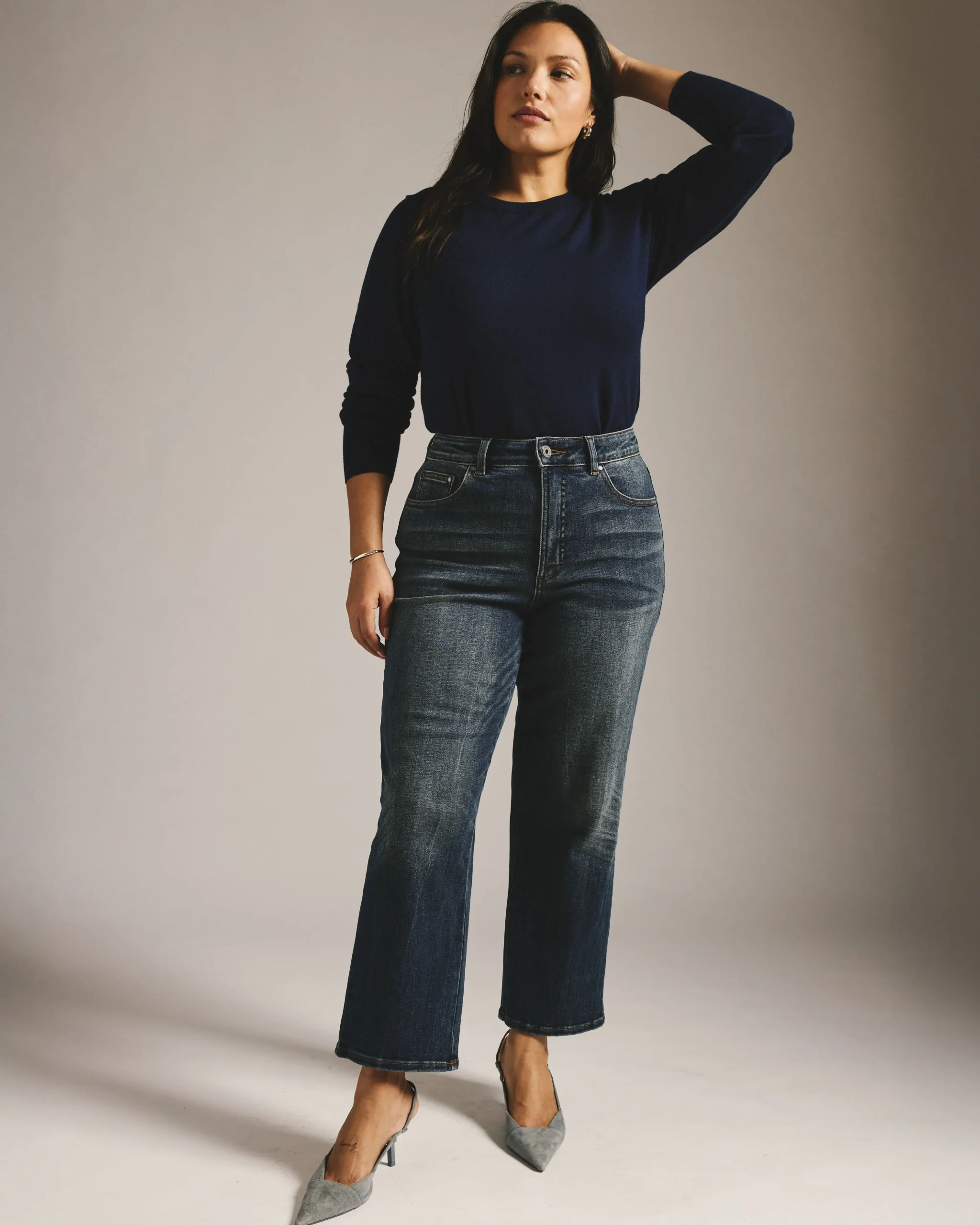 Donna High Rise Curve Straight Leg Jeans 27 Inch Field of Dreams Indigo