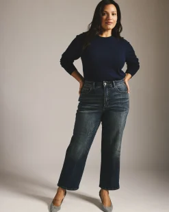 Donna High Rise Curve Straight Leg Jeans 27 Inch Field of Dreams Indigo
