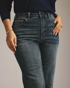 Donna High Rise Curve Straight Leg Jeans 27 Inch Field of Dreams Indigo