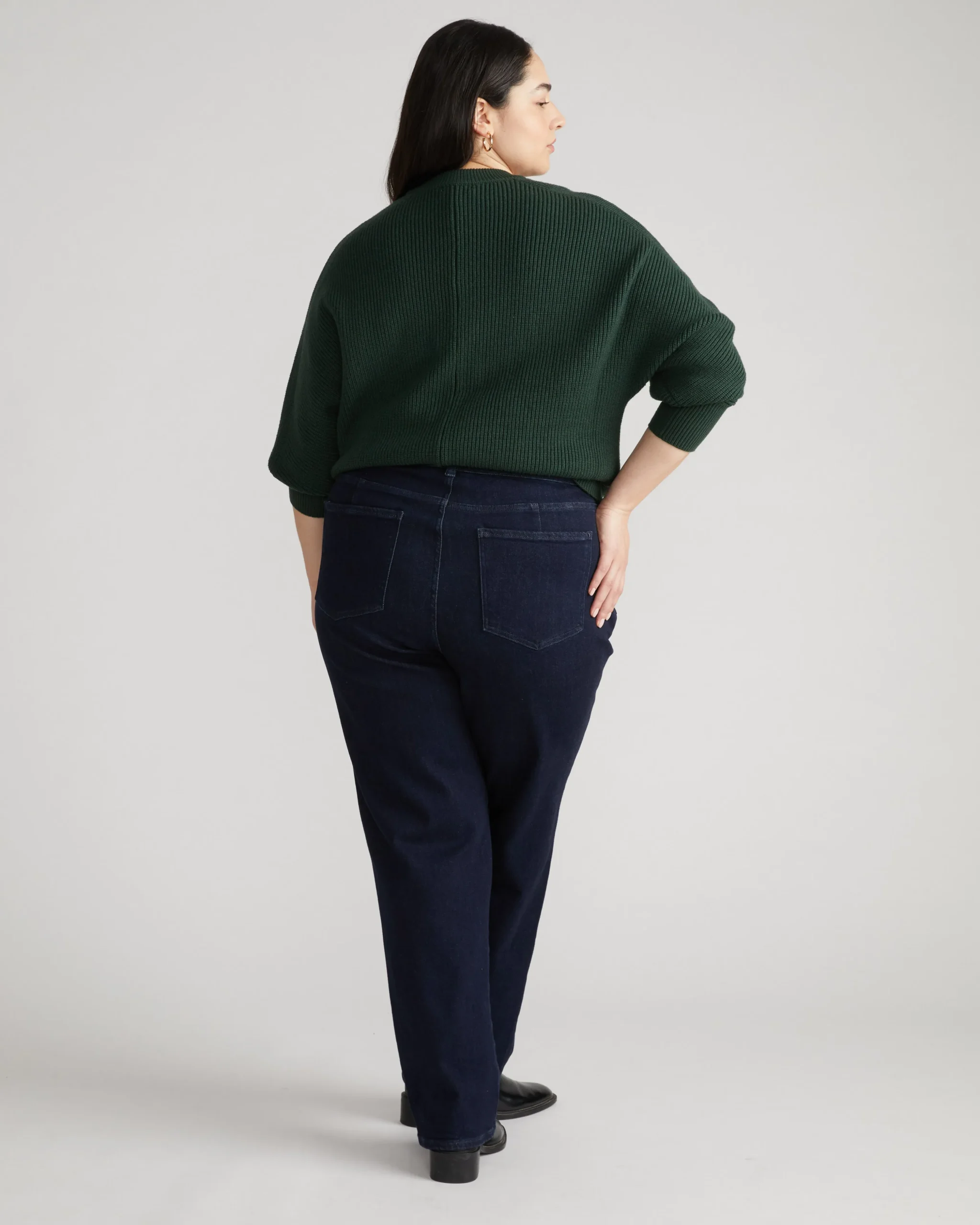 Donna High Rise Curve Straight Leg Jeans 32 Inch Dark Indigo