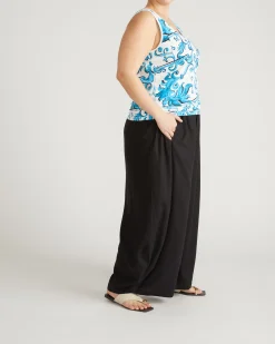 Double V Tank Blue Majolica Print