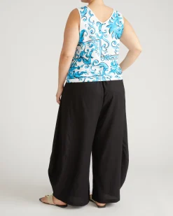 Double V Tank Blue Majolica Print