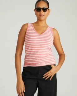 Double V Tank Portrait Pink/White Stripe