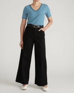 Double V Tee Ink Blue/White Stripe