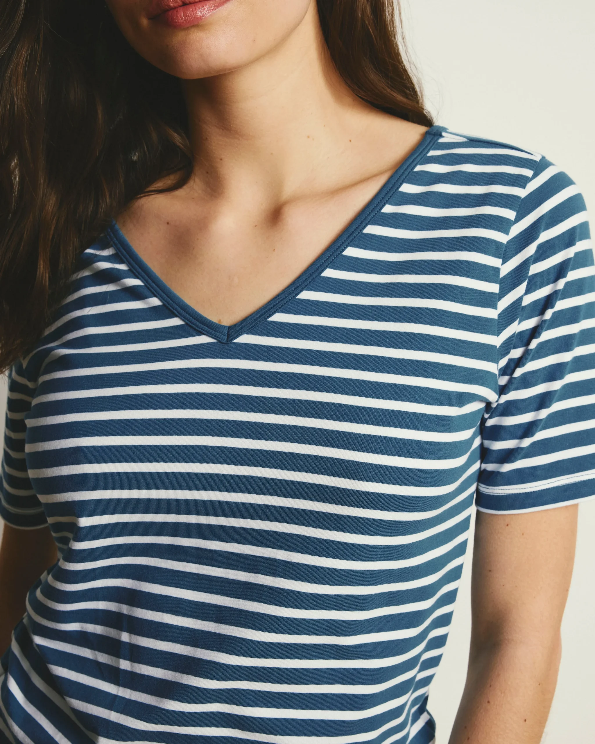 Double V Tee Ink Blue/White Stripe