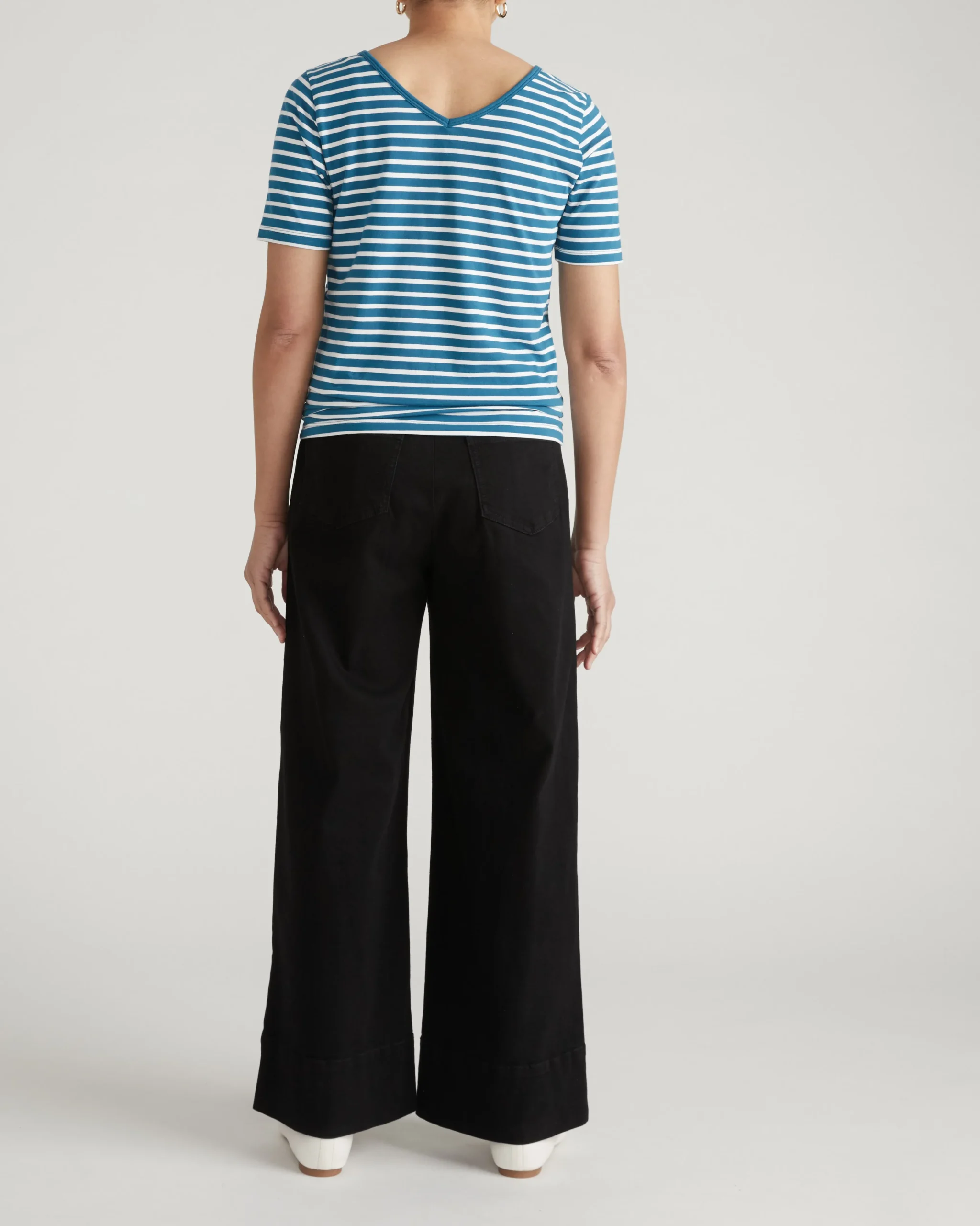 Double V Tee Ink Blue/White Stripe