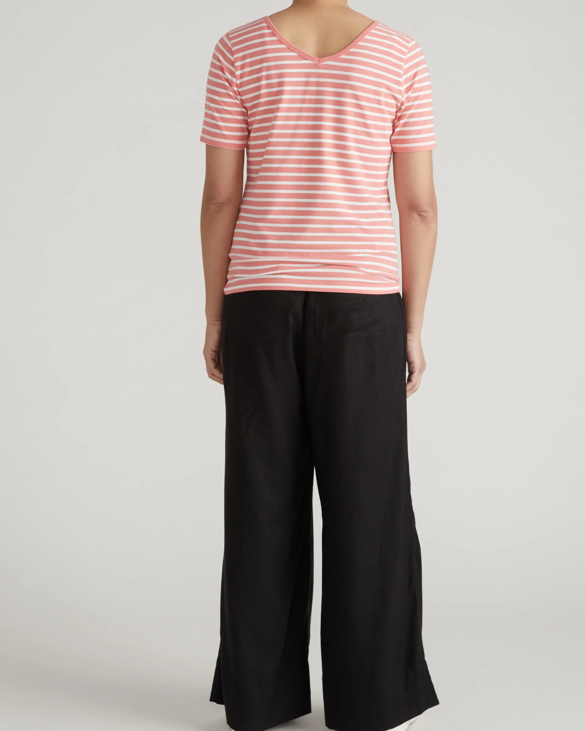 Double V Tee Portrait Pink/White Stripe