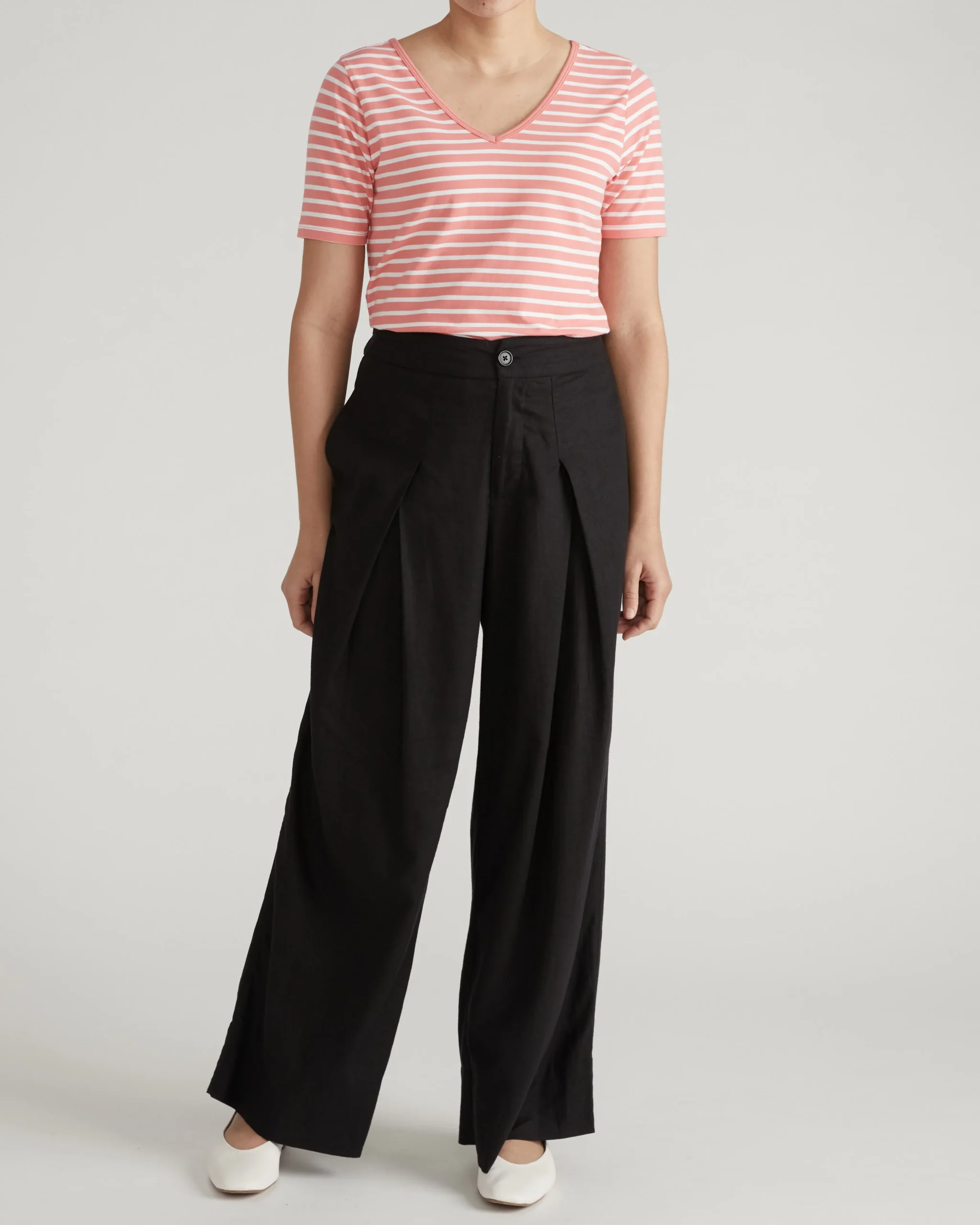 Double V Tee Portrait Pink/White Stripe