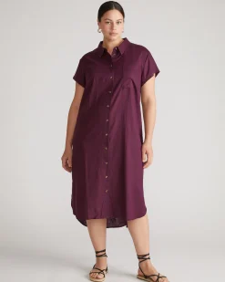 Dune Linen Blend Shirtdress Acai