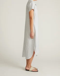 Dune Linen Blend Shirtdress Beach Stripe
