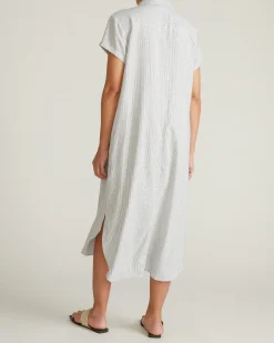 Dune Linen Blend Shirtdress Beach Stripe