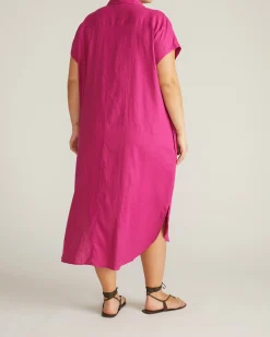 Dune Linen Blend Shirtdress Hyper Pink