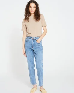 Dylan High Rise Tapered Jeans 29 Inch Classic Washed Blue