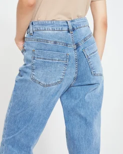 Dylan High Rise Tapered Jeans 29 Inch Classic Washed Blue