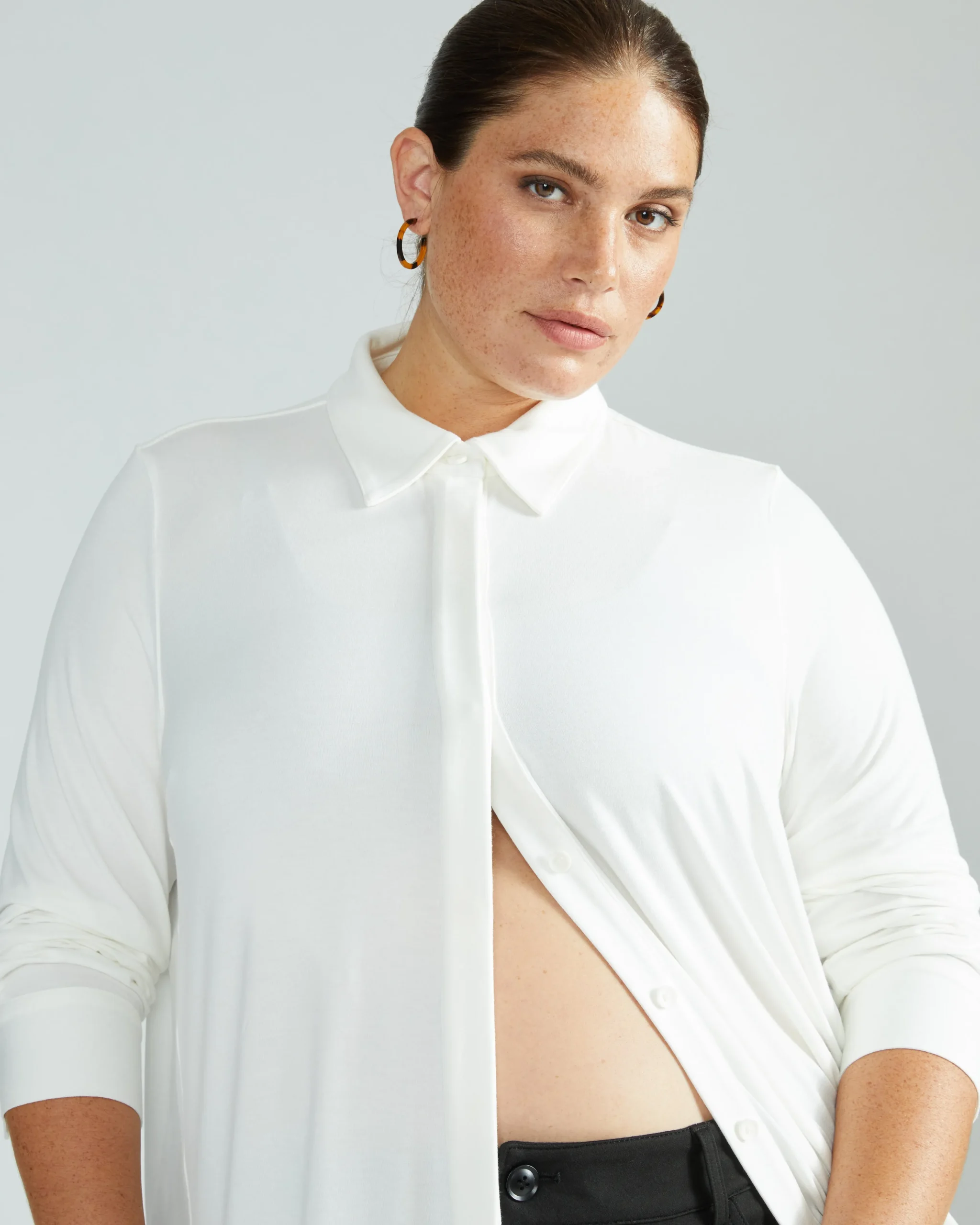 Elbe Liquid Jersey Shirt Classic Fit White