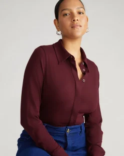 Elbe Liquid Jersey Shirt Classic Fit Black Cherry