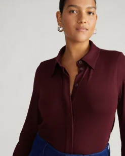 Elbe Liquid Jersey Shirt Classic Fit Black Cherry