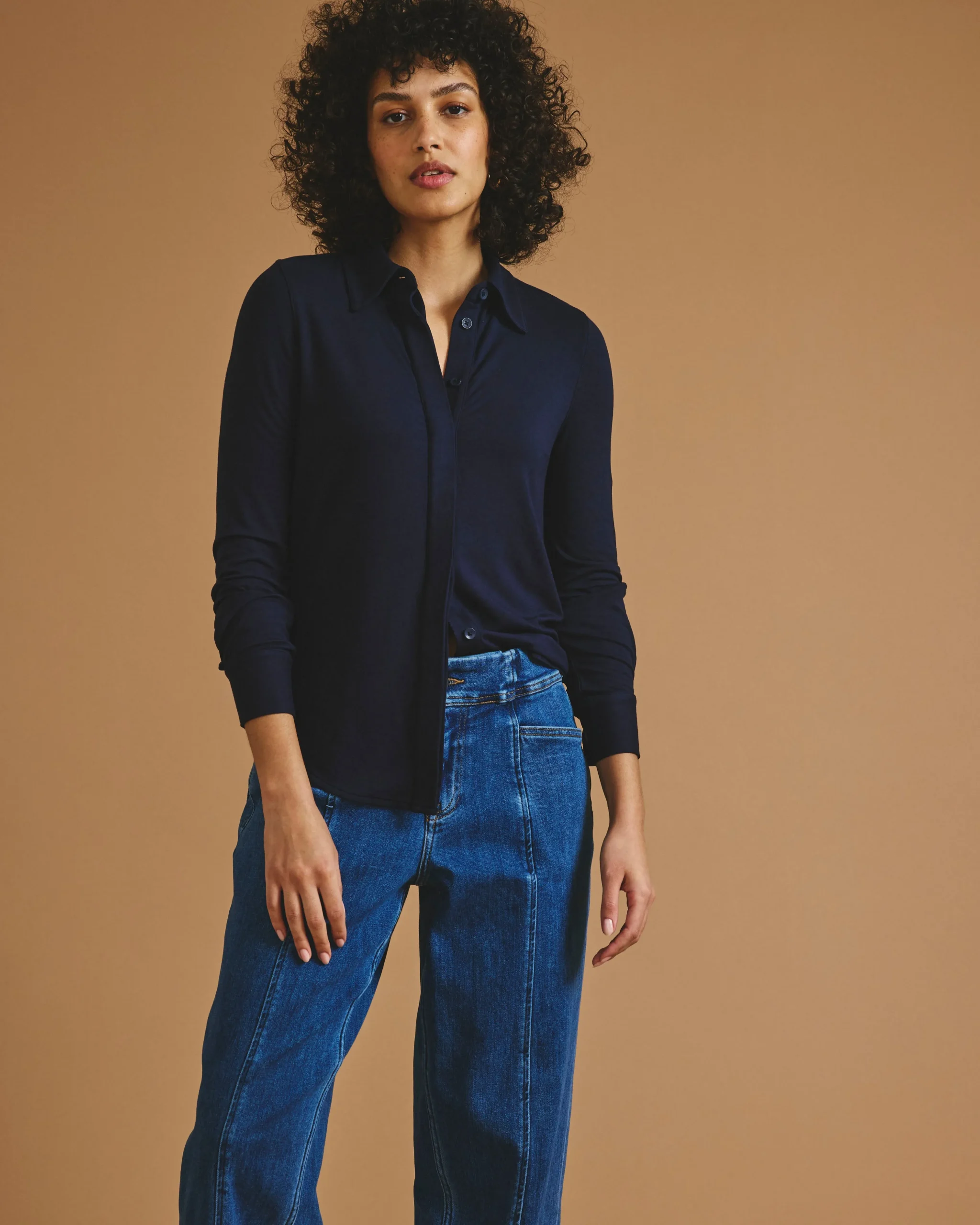 Elbe Liquid Jersey Shirt Classic Fit Midnight