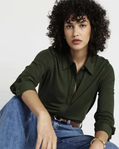 Elbe Liquid Jersey Shirt Classic Fit Coratina Green