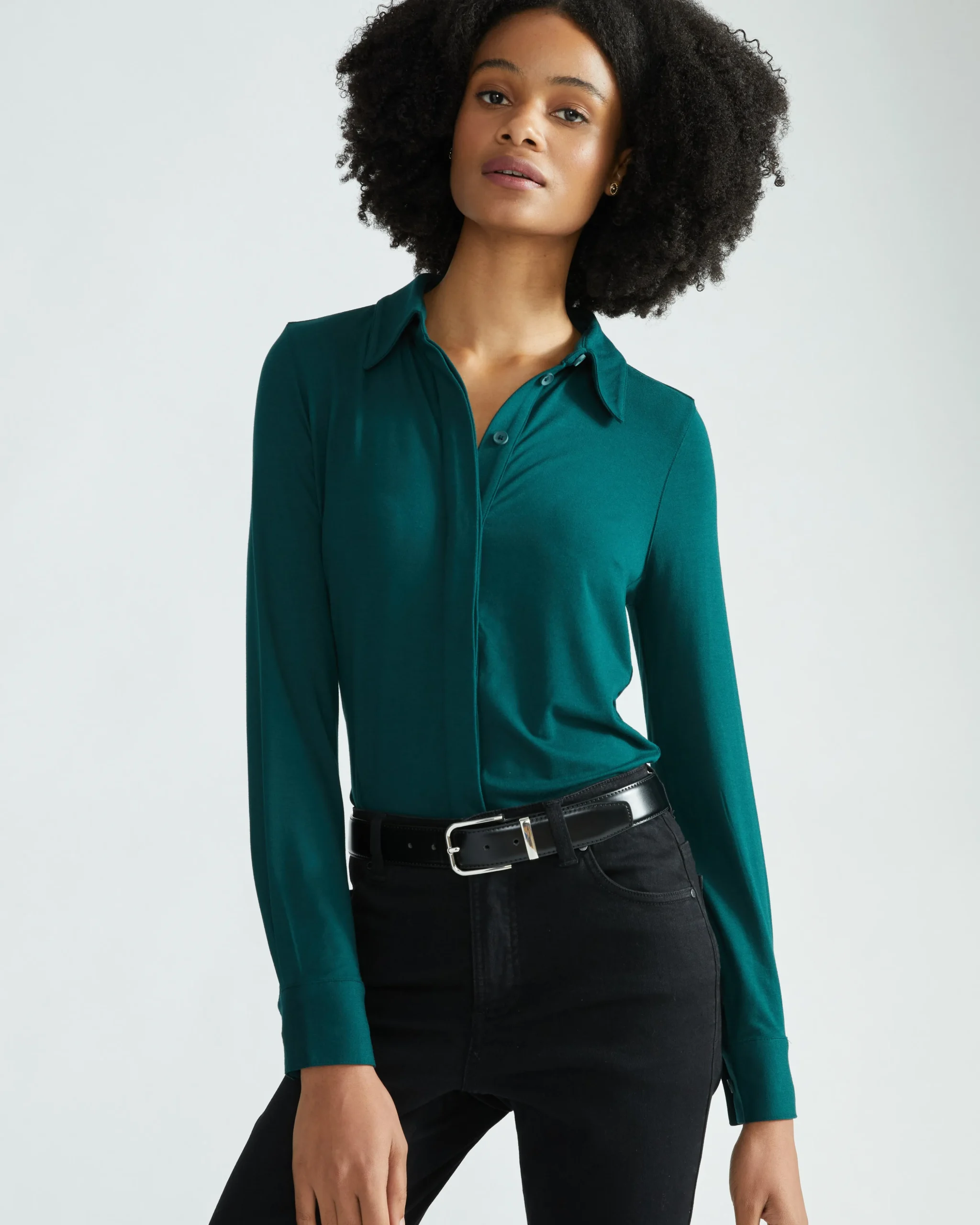 Elbe Liquid Jersey Shirt Classic Fit Forest Green