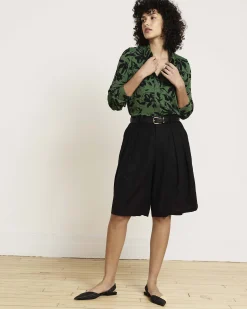 Elbe Liquid Jersey Shirt Classic Fit Green Sgraffito Print