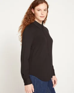 Elbe Popover Liquid Jersey Shirt Classic Fit Black