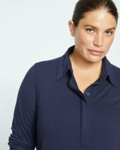 Elbe Popover Liquid Jersey Shirt Classic Fit Midnight
