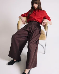Elbe Popover Stretch Linen Blend Shirt Brilliant Red