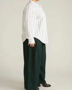 Elbe Popover Stretch Linen Blend Shirt Mayfair Stripe